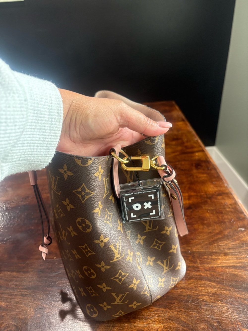 Louis Vuitton Monogram Nano Noé Bucket Bag in Brown with Pink Trim - Picture 2 of 10